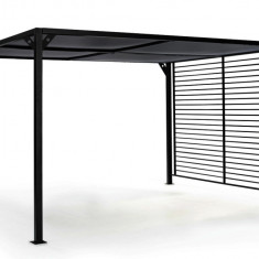 Pavilion pentru gradina cu prelata glisanta Gazebo, Bizzotto, 300 x 360 cm, aluminiu/poliester, gri carbune