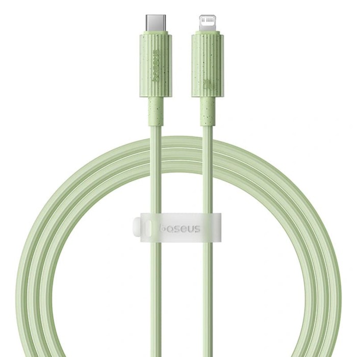 Baseus - Data Cable Habitat Series (P10360201631-01) - Type-C to Lightning, Fast Charging, 20W, 480Mbps, 2m - Natural Green