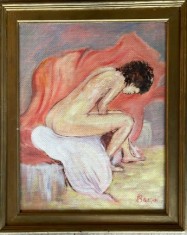 Tablou / lucrare Nicolae BLEI, 63 x 50 cm, NUD, acrilic pe carton, arta romaneasca contemporana, artist roman