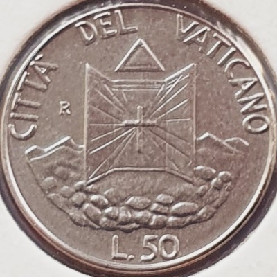 3184 Vatican 50 Lire 1990 Ioannes Paulus II (Radiant Cross) km 222 foto