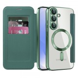 Husa MagSafe pentru Samsung Galaxy S25 S931, Techsuit, SmartMag Book, Verde