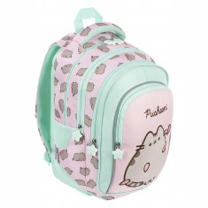 Ghiozdan cu 4 compartimente, St Majewski, St Right, Pusheen, Verde-Roz