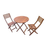 Set mobilier pentru gradina, masa 70 x 72 cm, 2 scaune, lemn, maxim 90 kg, Maro, General