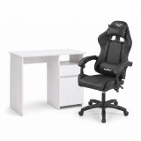 Set de birou Family Pro 100x50x74 cm cu scaun rotativ Raven, alb-negru