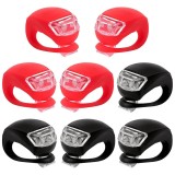 Cumpara ieftin Set 8 lampi silicon pentru bicicleta, cu lumina alba, 3 moduri de luminare, impermeabile, culoare Negru+rosu