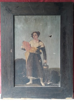 Femeie cu ulcior, reproducere veche dupa Francisco de Goya, ulei pe panza foto