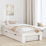 vidaXL Cadru de pat cu sertar cu headboard cu depozitare Alb 90 x 190 cm Lemn de brad