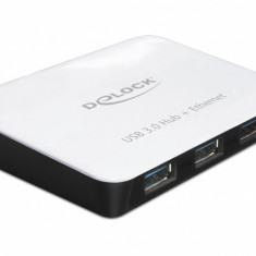 Hub USB 3.0 3 Porturi + 1 Port Gigabit LAN 10/100/1000, Delock 62431