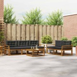 vidaXL Set de canapele de exterior cu pernă 6 pcs Natural și Antracit 3367195