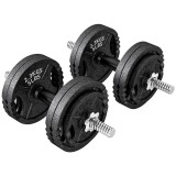 SPORTNOW Greutăți pentru Sală 2 &icirc;n 1 de 42 kg cu 14 Discuri, Bară de Greutăți și Haltere, din Oțel, 180x24x24 cm, Negru | Aosom Romania