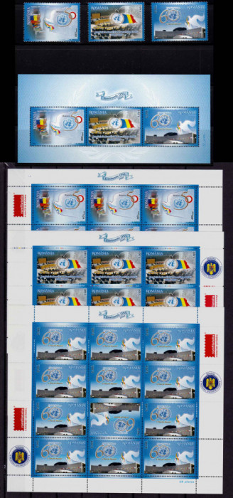 ✅RO 2005 LP 1697+a+b &quot;Evenimente ONU&quot; * COMPLET* serie+bloc+minicoli , MNH