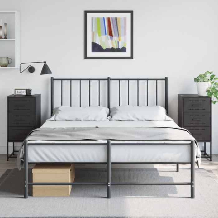 Gossi noptiere, 2 buc., negru, 36x39x78 cm, otel