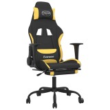 Cumpara ieftin Scaun de gaming cu masaj/suport picioare, negru/galben, textil