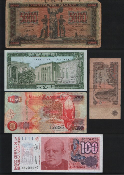 Set 5 bancnote de prin lume adunate (cele din imagini) #35