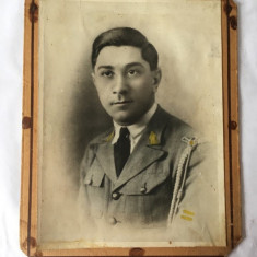 Fotografie veche, portret barbat militar, 26x20cm