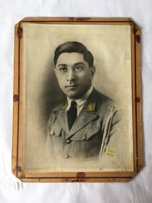 Fotografie veche, portret barbat militar, 26x20cm foto