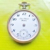 D951-Ceas Buzunar Barbat Vechi Fritz Scmich Weinhein Astra Anii 1900. Nefunctional, Cadran Portelan Alama Argintata Si Aurita Frumos Si Elegant.