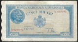 ROMANIA 5000 / 5.000 LEI 1944 - 10 OCTOMBRIE [1] Seria L/2 - 0250341 , filigran Bnr orizontal , P- 56a.1