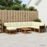 Cumpara ieftin Set de canapele de exterior 9 buc. 8-Locuri Natural si Crem