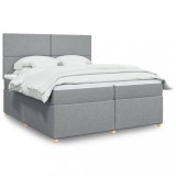 VidaXL Pat box spring cu saltea, gri deschis, 200x200 cm, textil 3293680