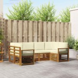 vidaXL Seturi de canapele 6 pcs Natural și Crem Lemn Solid de Acacia 3375380