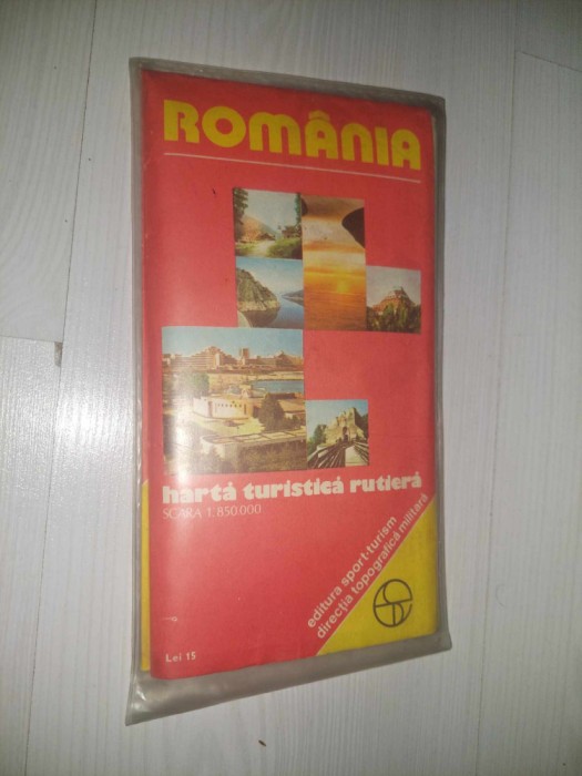 HARTA TURISTICA RUTIERA ROMANIA ,Directia topografica militara 1979 cu MAPA/ETUI