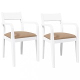 Cumpara ieftin Scaune de sufragerie cu perne 2 buc cauciuc din lemn masiv alb