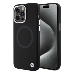 Husa BMW iPhone 15 Pro Max Signature Liquid Silicone MagSafe, negru, BMHMP15XSILBK2 foto