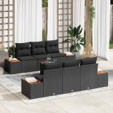 vidaXL Set de canapele pentru grădină cu pernă 7 pcs Negru Rattan poli 3356698
