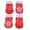 șosete C&acirc;ini, Model Crăciun, Talpă Antiderapantă, Roșu cu Blană Albă, 6cm, Set 4 Bucăți