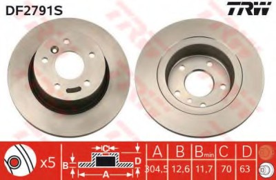 Disc frana LAND ROVER RANGE ROVER III (LM) (2002 - 2012) TRW DF2791S foto
