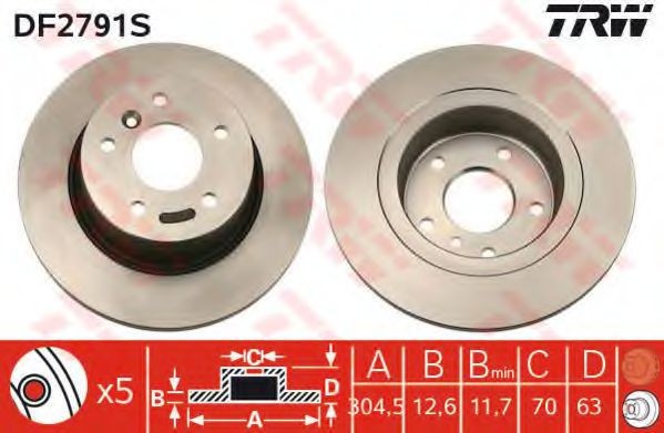 Disc frana LAND ROVER RANGE ROVER III (LM) (2002 - 2012) TRW DF2791S
