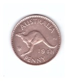 Moneda Australia 1 penny 1948, cu punct dupa PENNY, stare buna, curata, Australia si Oceania, Bronz