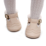 Pantofiori crem imblaniti pentru fetite - Lilly (Marime Disponibila: 6-9 luni