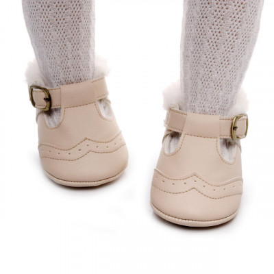 Pantofiori crem imblaniti pentru fetite - Lilly (Marime Disponibila: 6-9 luni foto