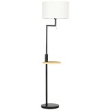 HOMCOM Lampadar din Bambus cu Raft Integrat, Negru si Bej, Tip Soclu E27
