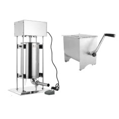 Mașină de umplut c&acirc;rnați electric de 15L cu malaxor de carne manual de 22L