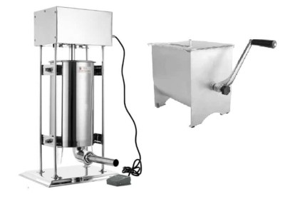 Mașină de umplut c&amp;acirc;rnați electric de 15L cu malaxor de carne manual de 22L foto