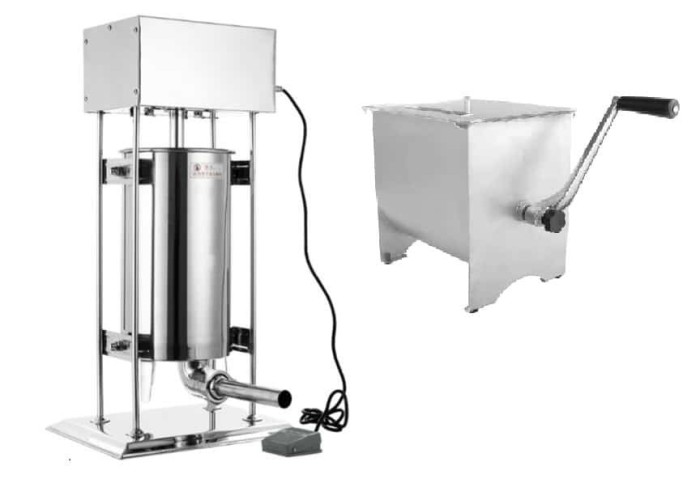 Mașină de umplut c&acirc;rnați electric de 15L cu malaxor de carne manual de 22L