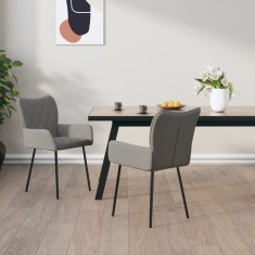 vidaXL Scaune de bucătărie, 2 buc., gri deschis, material textil
