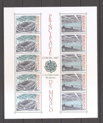 Monaco 1987 - EUROPA CEPT - Arhitectura Moderna (MC cu 5 serii), MNH foto