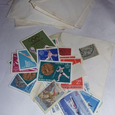 Lot 5 plicuri cu timbre vechi romanesti si straine,starea care se vede,T.GRATUIT