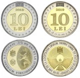 MOLDOVA █ SET COMPLET DE MONEDE COMEMORATIV 10 + 10 Lei █ 2018 + 2019 █ UNC