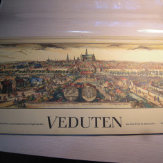 Calendar vintage (1979), deosebit gen litografie cu div. orase europene 30x60 cm