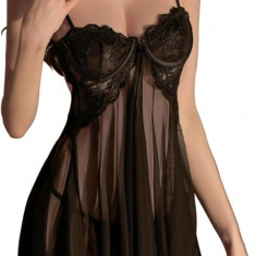 Set de lenjerie sexy, erotic de femei NEEMOSI Babydoll, negru - NOU