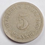 Germania, 5 Pfennig 1900, Wilhelm II, Europa