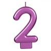 Lum&acirc;nare Aniversară, Model Număr 2, Fucsia Metalizat, Parafină, Oem