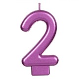 Lum&acirc;nare Aniversară, Model Număr 2, Fucsia Metalizat, Parafină, Oem