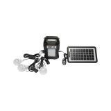 Kit iluminat solar portabil cu 3 becuri LED, proiector si radio FM GD-8060