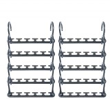 Set 10 bucati organizator pentru umerase, din PVC, cu 5 agatatoare, lungime 23.5 cm, gri